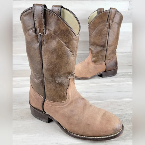 Laredo 2 Tone Brown Leather Western Cowgirl Boots Women's Size 8.5M USA Made - Picture 12 of 16